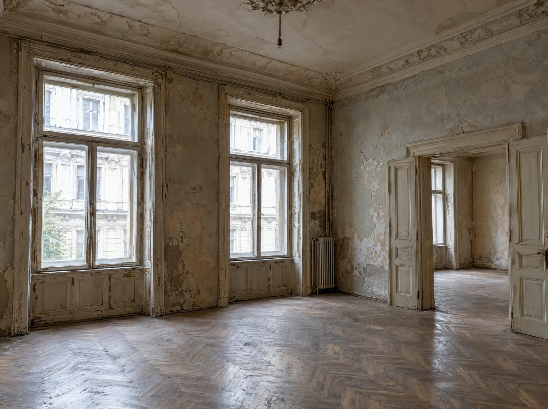 Abgewohnte Altbau-Wohnung vor der Sanierung